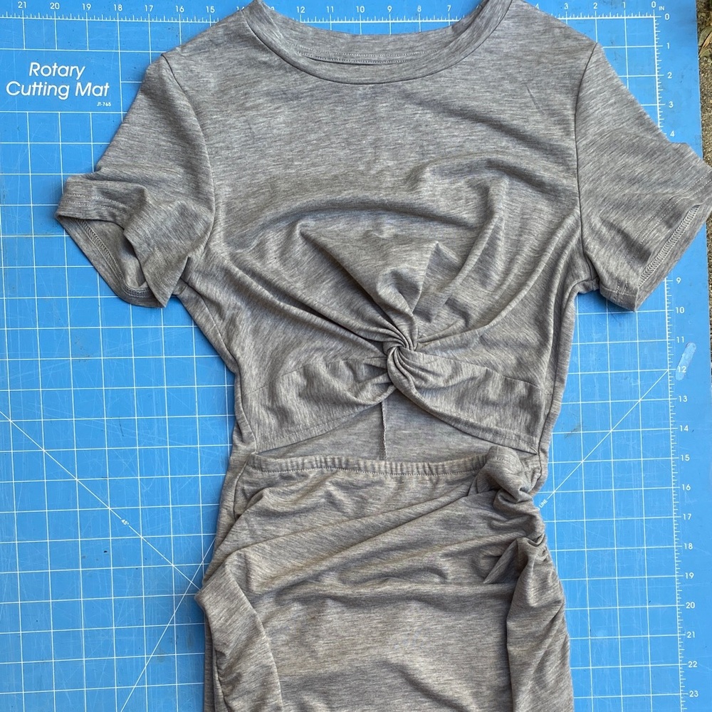 Gray Knotted Short Sleeve Dress
